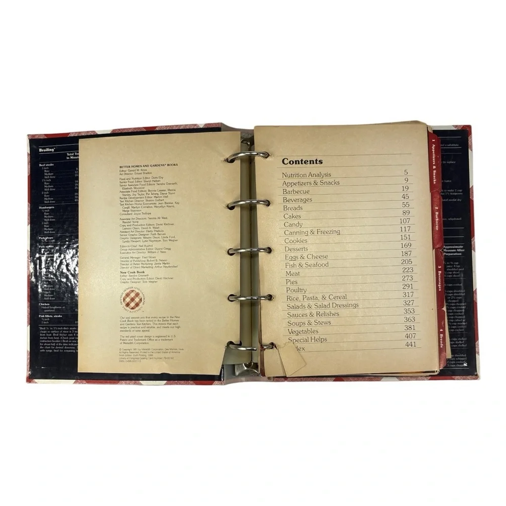 Better Homes & Gardens New Cook Book 9th Ring-Bound Edition 6th Printing 1986